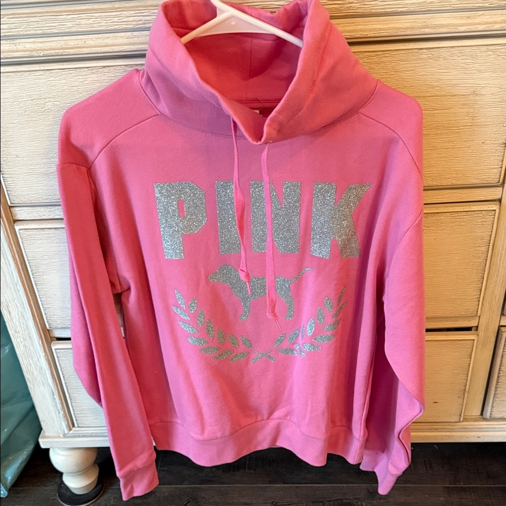 PINK Victoria's Secret Glitter Logo Pink Sweatshirt